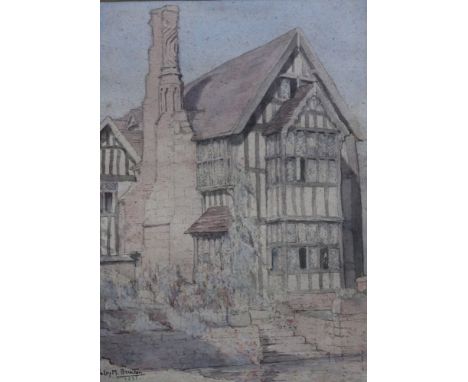 Ruby M Brinton, "Croft House" watercolour painting, signed and dated 1931, 35cm x 25cm, framed mounted and glazed