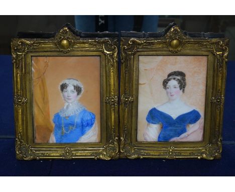 Attributed to Anthony Stewart (1773-1846), pair of  portrait miniatures on ivory, ‘HRH Duchess of Kent’ and ‘HRH Princess Sop