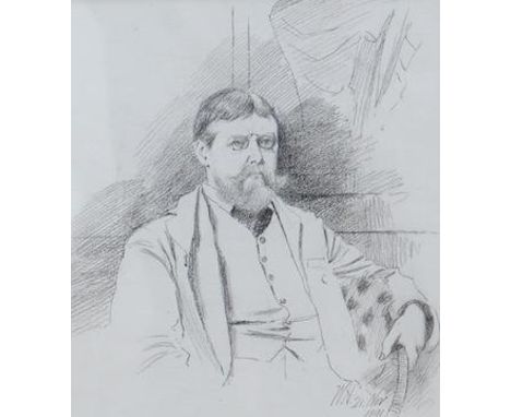 Walker Hodgson (1864-1923), black chalk and grey wash, Portrait of Sir Lawrence Alma Tadena RA, signed and dated 1891, Christ
