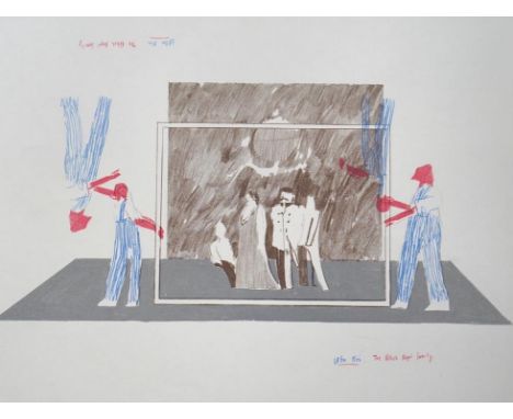 After David Hockney (b.1937), colour lithograph, ‘The Polish Royal Family, Ubu Roi’ unframed, 19 x 25cm. Condition - good