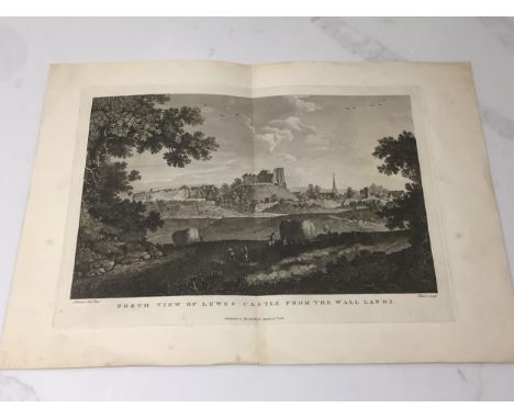 Lewes Interest. A group of antique Lewes related unframed prints; Lambert after Basire;North View of Lewes Castle from the Wa