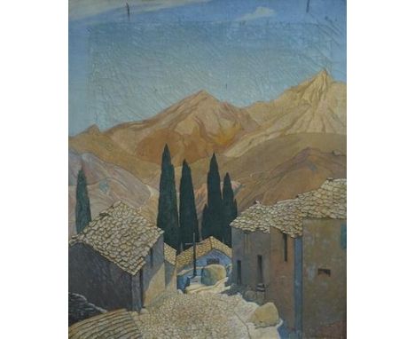Guy Kortright (1877-1948), oil on canvas, ‘The pillars of heaven’, signed, applied plaque to the frame, ‘In remembrance of El