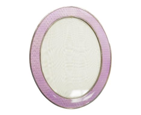 A modern Italian 925 and guilloche enamel mounted oval photograph frame, 22.8cm. Condition - fair to good