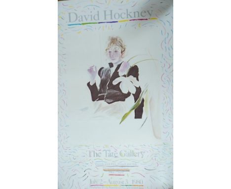 After David Hockney (b.1937), Exhibition poster, Tate Gallery, 1980, 76 x 50cm, unframed. Condition - fair