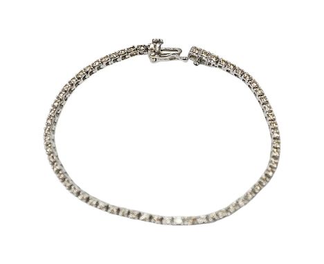 A modern 9ct white metal and diamond set tennis bracelet, with a total diamond weight of 1.50ct, 17.3cm, gross weight 6.6 gra