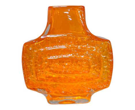 A Geoffrey Baxter for Whitefriars TV vase in Tangerine, 18cm high. Condition - good Some light surface scratches to the base,