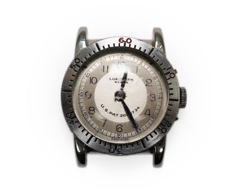 A gentleman's late 1930's steel Longines Weems U.S Patent military pilot's manual wind wrist watch, with Arabic dial, movemen