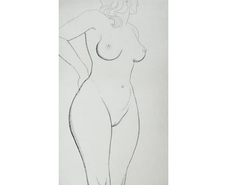 Edgar Holloway (1914-2008), drypoint etching, Standing nude, signed in pencil and inscribed Trial Proof (touched proof), 23 x
