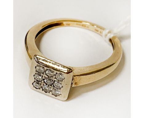 18CT GOLD &amp; DIAMOND RING - SIZE M - 4 GRAMS 