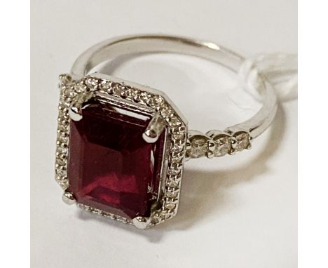 18CT TESTED RUBY &amp; DIAMOND RING SIZE L/M