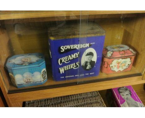COLLECTABLES - A collection of 3 vintage tins to include a large Sovereign creamy whirls tin.