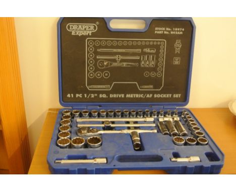 TOOLS - A Draper Expert 41 piece 1/2" Square Drive Metric /AF socket set in original case.	
