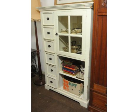 FURNITURE/ HOME - A vintage pine kitchen unit, which has been painted white, with 6 drawers, glazed cupboard & shelves, for l