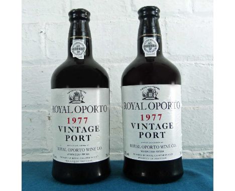 2 Bottles Royal Oporto Vintage Port 1977  (i/n, mus) – note - bottle at ‘mus’ showing tawny,  bottle i/n showing deep ruby   