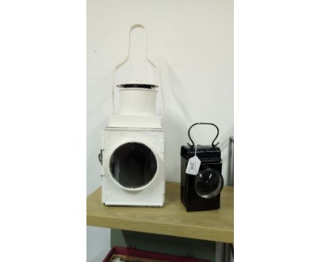 VINTAGE RAILWAY LAMP &  SMALL RAILWAY HAND LAMP