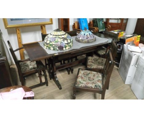 DARK OAK ERCOL EXTENDING TABLE & 6 CHAIRS