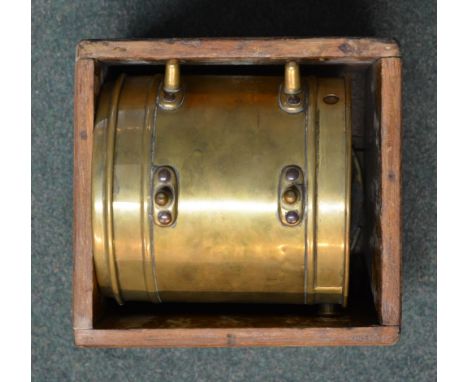 Hateley's Honing Pigeon brass racing clock in wooden boxed case, with accessories including handles, hinges, etc 