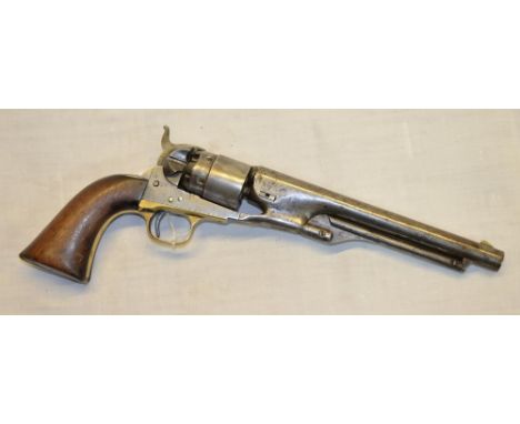 Colt Army .44cal percussion cap revolver with New York address to the barrel, frame stamped Colt Patent, serial no. 51009 