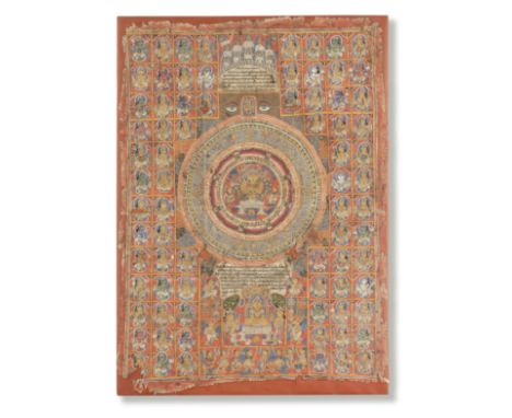 A Jain mystic diagram Western India, late 17th Centurygouache and gold on cloth, remounted, stretched 820 x 585 mm.Footnotes: