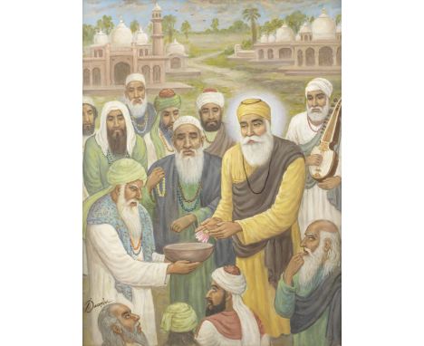 Dwarka Dass (India, second half of the 20th Century) Guru Nanak at Baghdad, during one of his four spiritual journeys (udasis