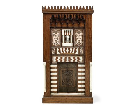 An Egyptian architectural ivory-inlaid cabinet by El Fakit Ismail Radwan Egypt, late 19th Century with presentation date AH 1