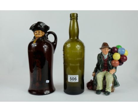 A collection of items to include Royal Doulton figure Balloon Man 1954 (glaze fault to arm), Dickens whiskey flagon and early
