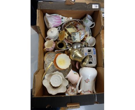 A collection of mixed items to include Minton tepot, unmarked miniature cups and saucers, plate cutlery, brass items, Royal D
