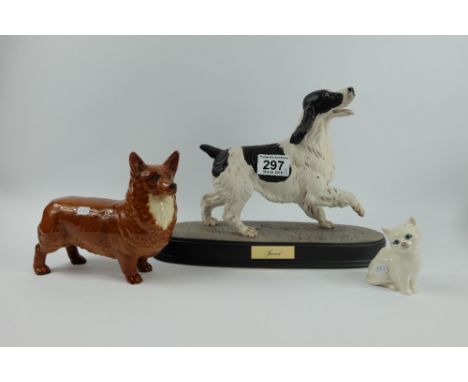 Beswick Model of The Spaniel on Ceramic Base, Corgi 1299B and seated Kitten 1436 (3)