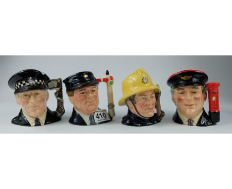 Royal Doulton set of small character jugs from the Journey through Britain series to include the Engine Driver D6823, Fireman