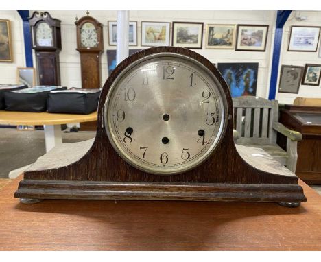 Dome topped oak cased mantel clock
