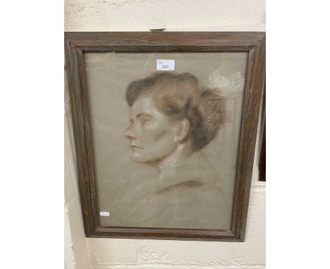 N Miller, portrait study, pastel, framed and glazed