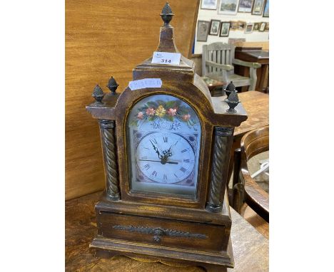 Modern mantel clock with floral decoration and quartz movement