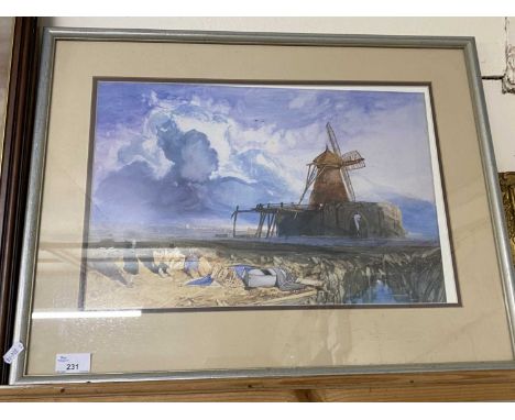 After John Selcotman coloured print St Benets Abbey, framed and glazed
