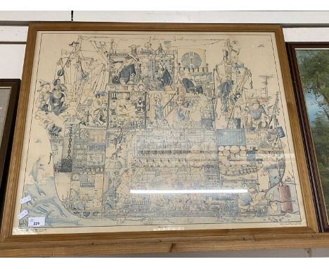 Vintage coloured comical print produced for The Treasure Chest, Rotterdam, Holland