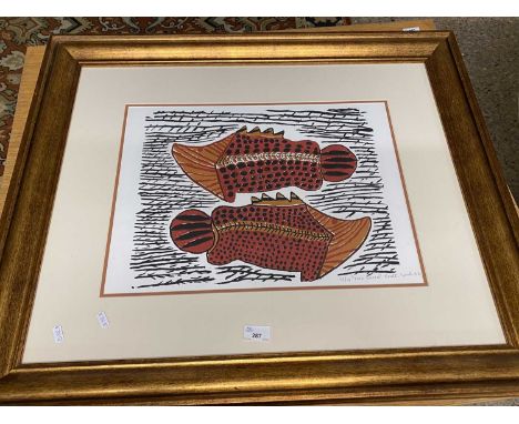 Limited edition coloured print to Barra, 12 of 17, gilt framed and glazed
