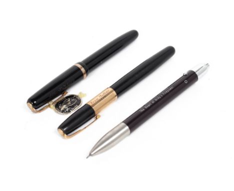 TWO VINTAGE FOUNTAIN PENS AND A MECHANICAL PENCIL
Comprising:
A Matador Click fountain pen, the nib marked "585", with case
A