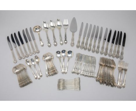 A LARGE PART SERVICE OF AMERICAN SILVER FLATWARE
By Gorham, Rhode Island, early 20th Century
In the Melrose pattern 
Comprisi