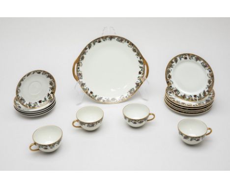 A HAVILAND LIMOGES PART TEA SERVICE
Retailed by H.G.Stephenson, Manchester, comprising four tea cups, five saucers, six side 