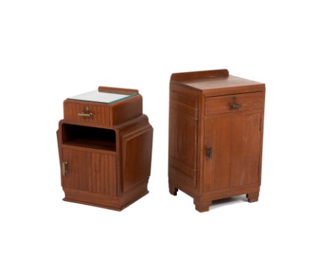 TWO VINTAGE BESIDE CABINETS
Of two different art deco style designs, each with a drawer and a cabinet door
Left : 62 x 47 x 3