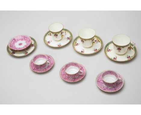 A GROUP OF EUROPEAN CUPS AND SAUCERS
A group of Furstenberg cups and saucers with pink coral/seaweed decoration, 3 cups and s