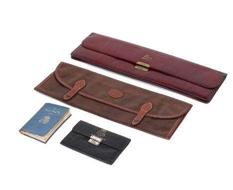 A GROUP OF LEATHER ITEMS &amp; A 1967 DIARY
Comprising: a Charles Tyrwhitt tie holder; a vintage tie holder; a small black le