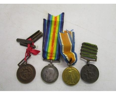 A WWI Victory and a British War Medal with ribbons, named to 28189 Pte H B Haycock Somerset Light Infantry with two Berkshire