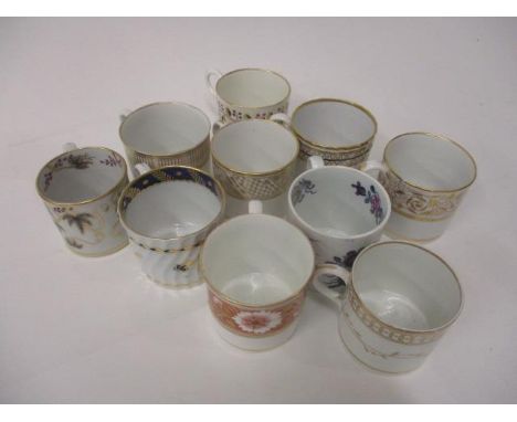 Ten late 18th and 19th century Worcester, Derby and other coffee cans decorated with enamels and gilt ornament 