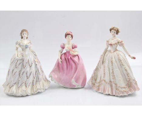 Three Royal Worcester figures ‘Sweetest Valentine’, ‘The Fairest Rose’ and ‘The Last Waltz’ together with a Francesca Art Chi