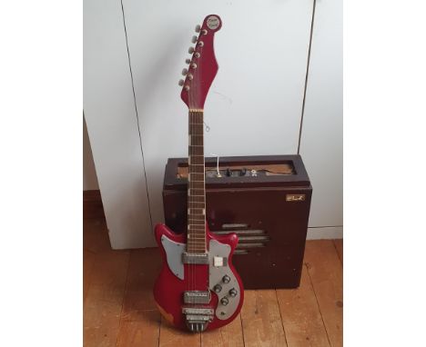 A Tremo twenty vintage Cherry Red Electric Guitar together with Bird Amplifier.&nbsp;