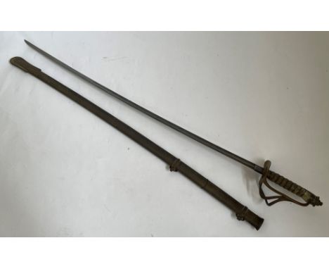 A nineteenth-century officer’s sword with scabbard, approx 95cm.