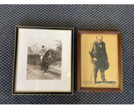 A Feliks Topolski signed, framed limited edition wartime print showing Sir Winston Churchill standing with a cane in his righ
