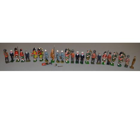 A small quantity of unboxed vintage metal model soldier figures by Britains, Cherilea etc, conditions vary, some with damage.