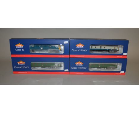 EX-SHOP STOCK:OO Gauge four boxed Bachmann 21 DCC 31-267 Class 419 Motor Luggage Van BR Blue &amp; Grey, 32-067 Class 43 Wars