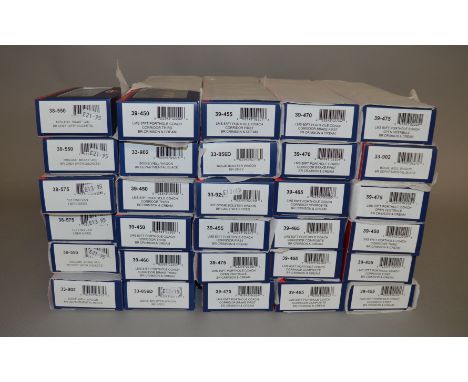 EX-SHOP STOCK: Thirty one boxed wagons, coaches etc by Bachmann which includes; LMS corridor coach, brake third, BR Crimson a